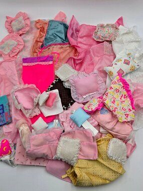Barbie Fashion Dolls Bedding Blanket Pillow Doll House Bed Pink Purple Mattel Re
